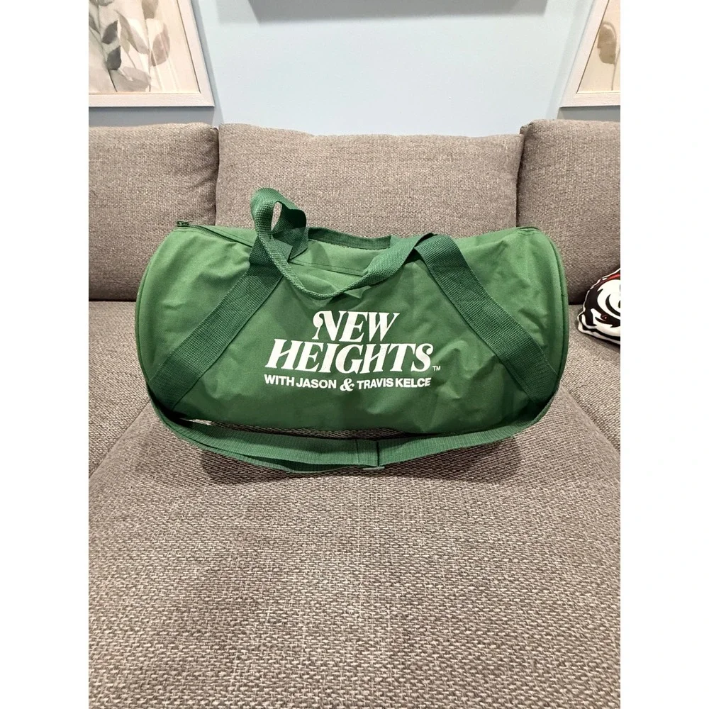 New Heights Jason Travis Kelce Podcast Green Duffel Gym Bag Travel 8805 Recycled